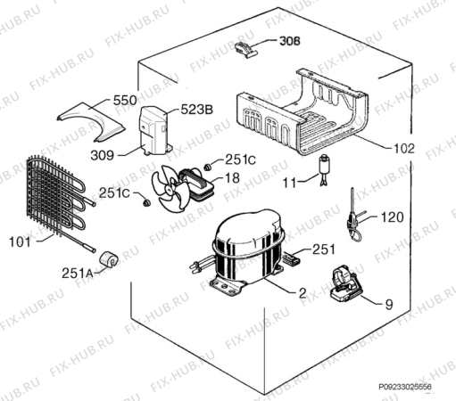 Взрыв-схема холодильника Zanussi ZUS6141A - Схема узла Cooling system 017